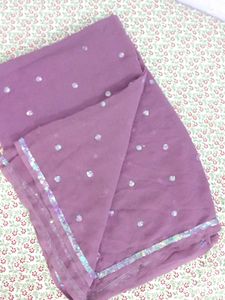 Lavender Georgette Sequin Work Party Wear Saree