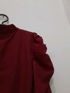 Burgundy Ruffle Sleeve Top