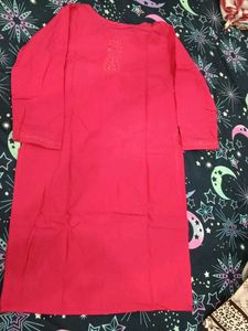 Vibrant Red Embroidered Kurta
