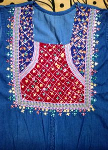 Navratri Classic Blue Denim Skirt