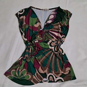 Y2k Vintage Retro 2000s Floral Print Wrap Top