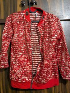 Red Floral Bomber Jacket