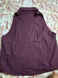 Maroon Sleeveless Collared Top
