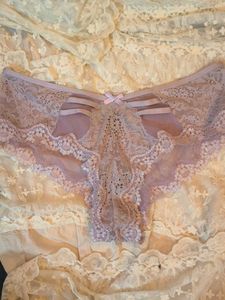 Sheer Lace Briefs with Bow Detail