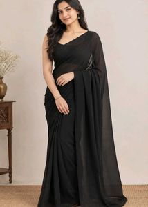 Elegant Black Chiffon Saree