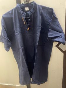 Men's Blue Casual Short Kurti in pure cotton