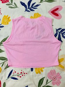 Pink Heart Cut-Out Crop Tank Top