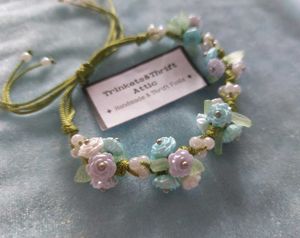 Floral Rose Bead Cord Bracelet