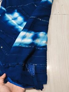 Beautiful Blue Saree with Embellishments