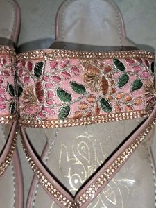 Embellished Pink Flat Sandals
