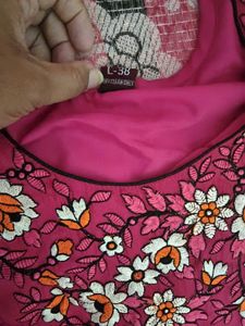 Beautifully Embroidered Magenta Kurta