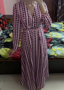 Retro Geometric Print Maxi Dress