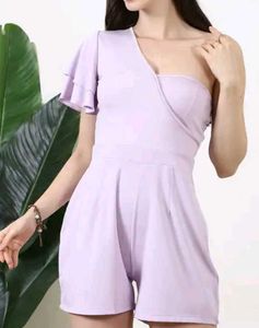 Shein One Shoulder Flutter Sleeve Panelled Playsui