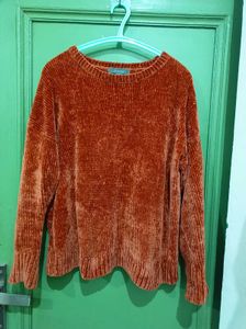 Cozy Brown Velvet Pullover Sweater