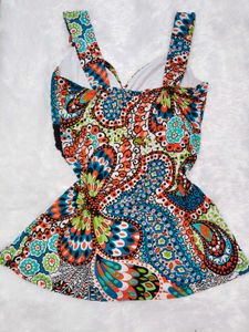 Boho Paisley Print Peplum Top