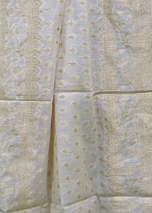 Elegant White Dupatta with Gold Border