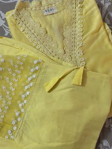 Beautiful Yellow Kurta with Lace Detail