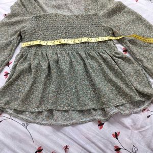 Chic Floral Smocked Square Neck Top