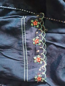 Embroidered Teal Kurta with Trouser and Dupatta.