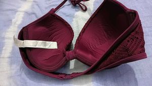 Maroon Textured Bikini Top