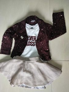 Sparkling Sequin Jacket and Skirt Set