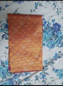 Elegant rani pink Banarasi Silk Saree without blou