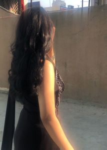 Sleeveless Black sareee