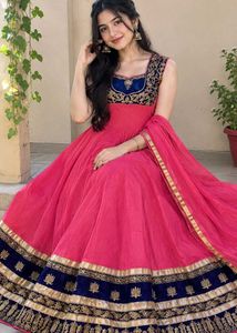New Pink Anarkali Kurta Set For Grabs