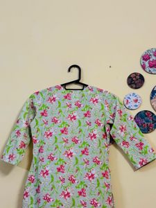 Floral Print Cotton Kurta