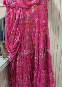 W's Elegant Pink floral ready to wear saree