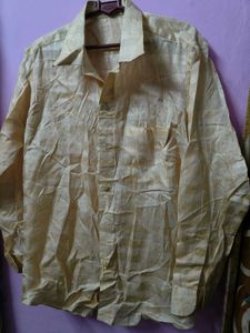 Men's Beige Plaid Long Sleeve Shirt