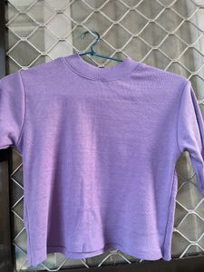 Lilac Ribbed Mock Neck Top