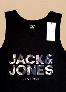 Authentic Jack &amp; Jones Black Camo Logo Tank Top