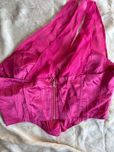 Chic Hot Pink Halter Neck Corset Top