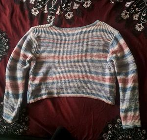 Striped Cropped Sweater (handmade)