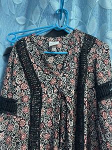 Boho Floral Print Tunic Top