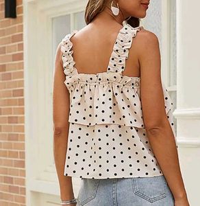 Chic Polka Dot Ruffle Tank Top