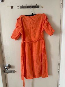 Vibrant Orange Button-Up Dress