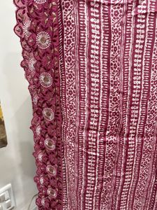 Embroidered Pink Floral Kurta with leggy and dupat