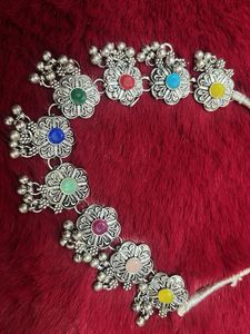 Boho Flower Choker with Colorful Stones