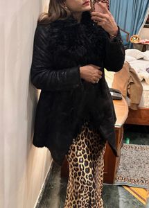 Black Faux Fur Collar Coat