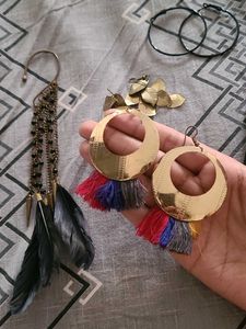 Boho Feather &amp; Tassel Earrings Set