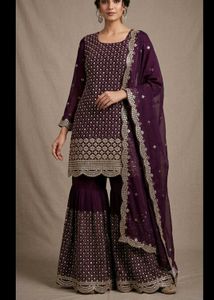 Designer Embroidered Garara kurta with dupatta Set