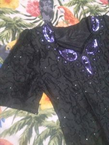 Sparkling Embellished Black Blouse