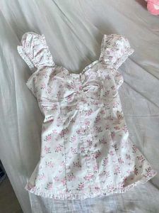 y2k Cute Floral Puff Sleeve Top