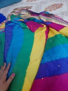 Vibrant Rainbow chiffon Saree