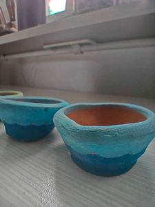 Colorful Decorative Clay Diya Set