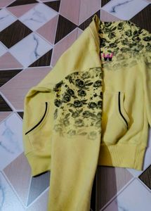 Yellow Floral Print Hoodie