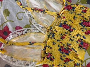 Yellow Floral Smocked Crop Top with Lac
