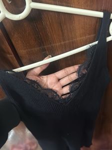 Black Lace Trim Cami Top
